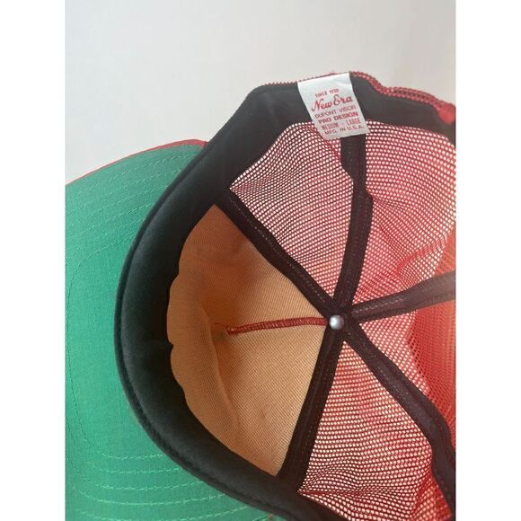 Vintage New Era Raychem Red Trucker Snapback Hat With Dupont Visor NWOT - Picture 6 of 8